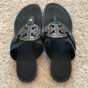 Tory Burch leather denim blue sandals